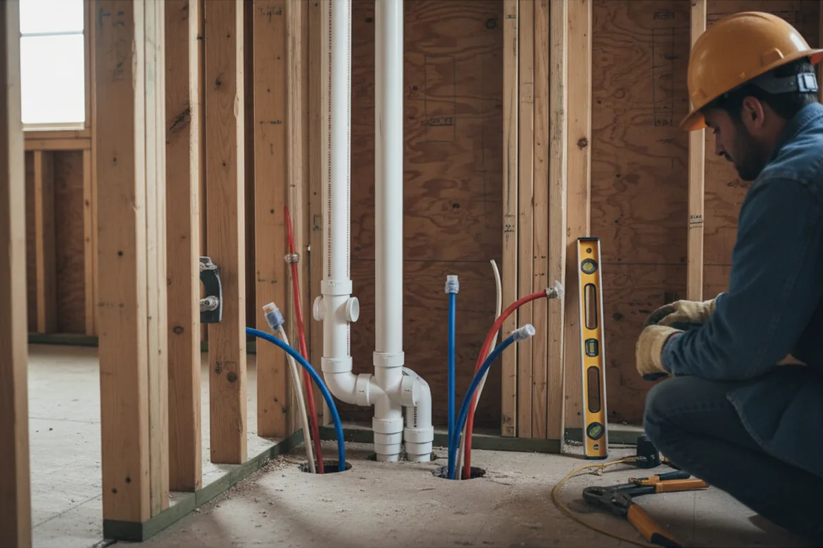 Drain and supply rough-in during Leak Detection in Boone